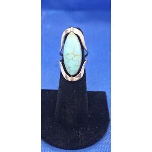 2 sided Turquoise & Onyx silver ring- size 6/6.25- flip ring- Mexican silver 925